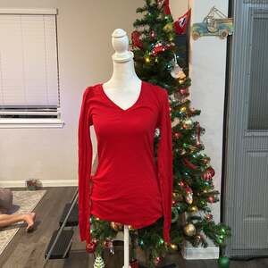 Women's hot plain basic long Sleeve V neck Tee shirt Top stretch causal